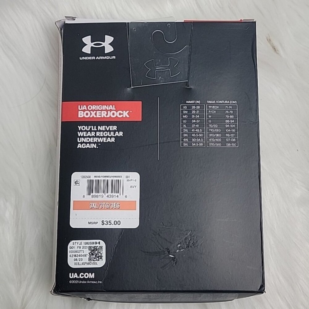 UNDER ARMOUR NEW UA Original Boxerjock 2 Pk. 6 Inch Black Red Boxer Brief 3XL - Picture 2 of 7